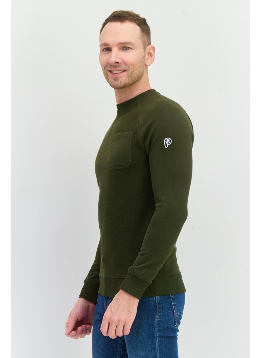 Penfield Men Crew Neck Brand Logo Long Sleeves Sweatshirt, Dark Olive  - Image 4