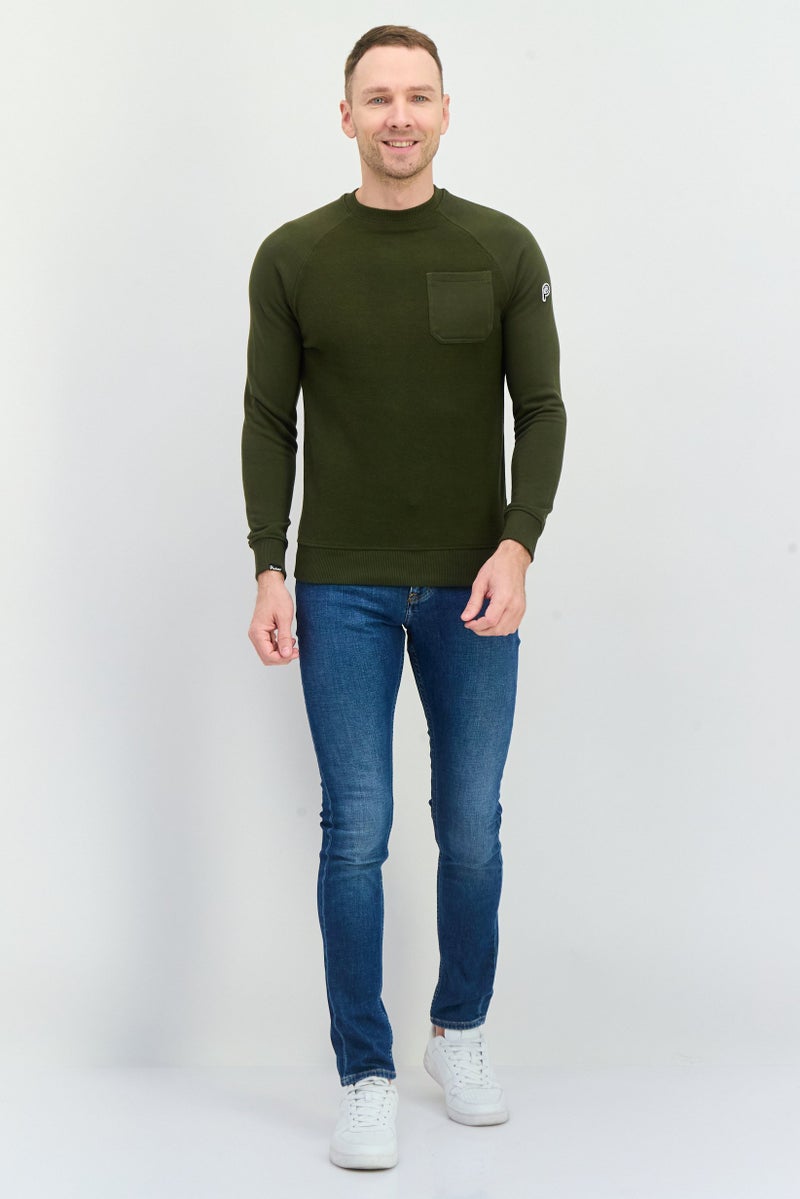 Penfield سويت شيرت رجالي بأكمام طويلة وياقة دائرية بشعار العلامة التجارية، زيتوني داكن - Image 2