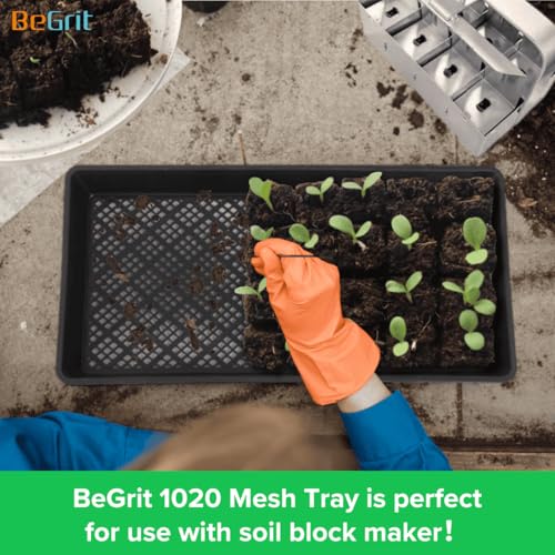 BeGrit 1020 Mesh Bottom Trays Soil Blocking Trays Seedling Starter 1020 Mesh Trays for Microgreen Plant Seed Tray 10'' x 20'' 12-Pack - Image 5