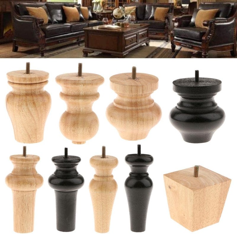klarako Solid Wooden Furniture Replacement Legs/Feet, Sofa/Couch/Lounge/Chair/Bed/Table Legs, 6 Styles Available  3# Black - Image 4