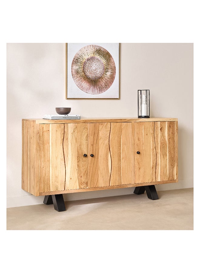 Home Box Arno 3-Door Live Edge Solid Wood Sideboard 40 x 80 x 150 cm  - Image 1