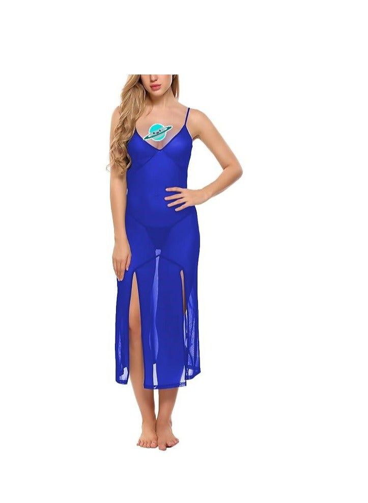 Accessorize Kingdom Accessorize Kingdom Women's Polyester & Spandex Plain Maxi Nightgown  - Image 1