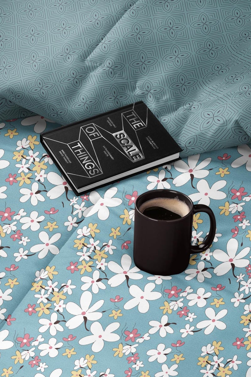 LOOMLYFE 300 TC All Season King Size AC Comforter || Blanket || Duvet with 1 King Size Elastic Fitted Bedsheet and 2 Large Pillow Cover - 4 Piece Comforter Set - SkyBlueFlower - Image 3