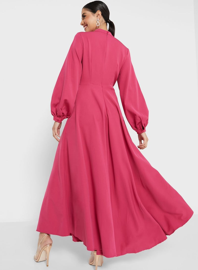 ELLA High Neck Self Tie Dress  - Image 2
