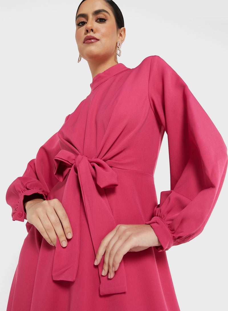 ELLA High Neck Self Tie Dress  - Image 3