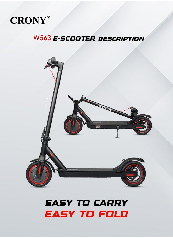 Crony W563 App E-Scooter For Kids/Teen, 250w Brushless Motor, 45km/H High-Speed Urban Commuter , 36v Battery Electric Scooter For Adults, Rear Disc Brake, App-Controlled Smart Scooter With Led Headlights, Portable Lightweight Aluminum Frame, Off-Road Capable, Bluetooth Connectivity, Heavy Duty, Travel-Ready Design,Black  - Image 2