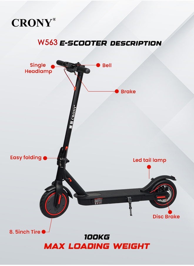 Crony W563 App E-Scooter For Kids/Teen, 250w Brushless Motor, 45km/H High-Speed Urban Commuter , 36v Battery Electric Scooter For Adults, Rear Disc Brake, App-Controlled Smart Scooter With Led Headlights, Portable Lightweight Aluminum Frame, Off-Road Capable, Bluetooth Connectivity, Heavy Duty, Travel-Ready Design,Black  - Image 3