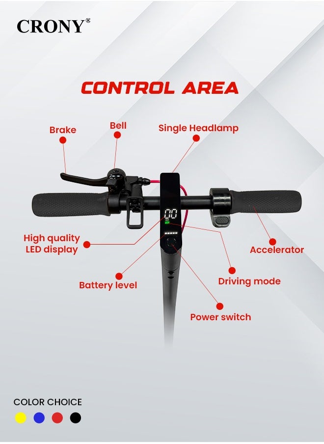 Crony W563 App E-Scooter For Kids/Teen, 250w Brushless Motor, 45km/H High-Speed Urban Commuter , 36v Battery Electric Scooter For Adults, Rear Disc Brake, App-Controlled Smart Scooter With Led Headlights, Portable Lightweight Aluminum Frame, Off-Road Capable, Bluetooth Connectivity, Heavy Duty, Travel-Ready Design,Black  - Image 5