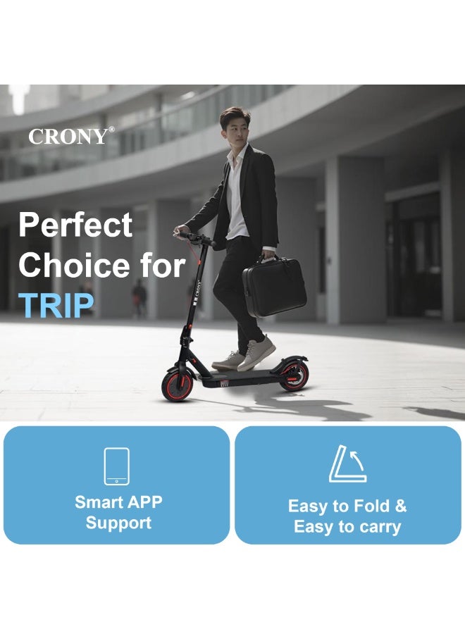 Crony M365 App E-Scooter For Kids/Teen, Max 20-45km/h Speed, 20 km Range, Urban Commuter , 36v Battery Electric Scooter For Adults, Rear Disc Brake, 250w Brushless Motor, App-Controlled Smart Scooter With Led Headlights, Portable Lightweight Aluminum Frame, Off-Road Capable, Bluetooth Connectivity, Travel-Ready Design,Black - Image 2