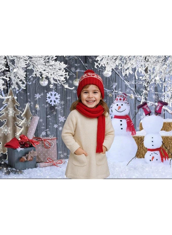 Dudaacvt 8x6ft Christmas Backdrop Wood Background Winter Snowman Backdrop Merry Christmas Photography Background Family New Year Party Backdrop D655 - Image 2