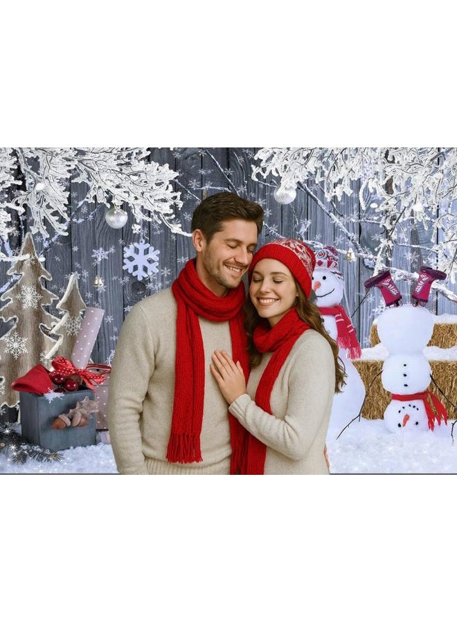 Dudaacvt 8x6ft Christmas Backdrop Wood Background Winter Snowman Backdrop Merry Christmas Photography Background Family New Year Party Backdrop D655 - Image 3