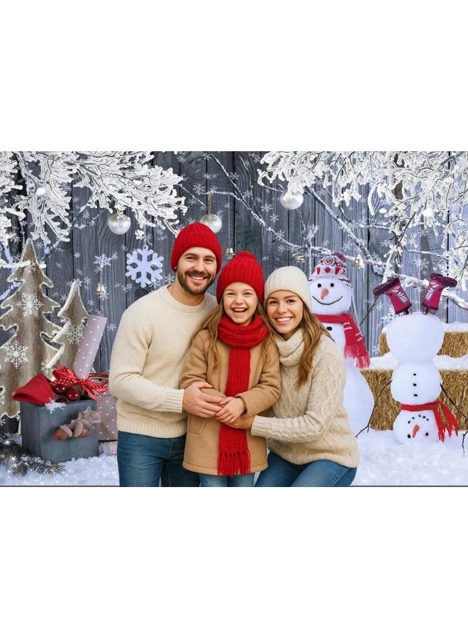 Dudaacvt 8x6ft Christmas Backdrop Wood Background Winter Snowman Backdrop Merry Christmas Photography Background Family New Year Party Backdrop D655 - Image 5