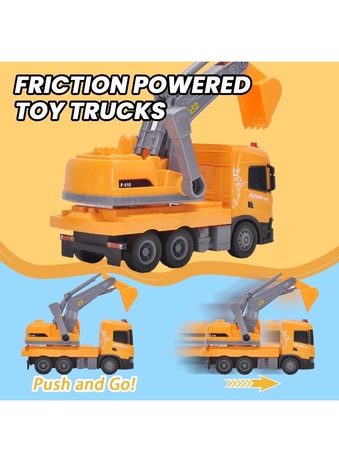 The Toys Home Licensed Scania Friction Powered Excavator Toy Truck, Orange, 1:64 Scale, 360° Rotating Cab with Lights and Sound, Push and Go Construction Vehicle, Ages 3+ - Image 3
