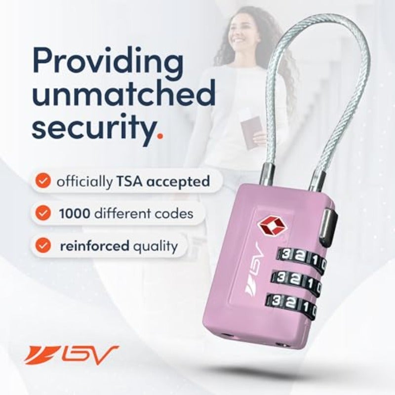 طقم أقفال سفر مقبول من TSA - قفل تركيبي لابنك الخاص للمدرسة وصالة الألعاب الرياضية والأمتعة والحقائب وخزائن الأرشيف وصندوق الأدوات، عبوة من 2، لون بنفسجي، TSA008 - Image 4