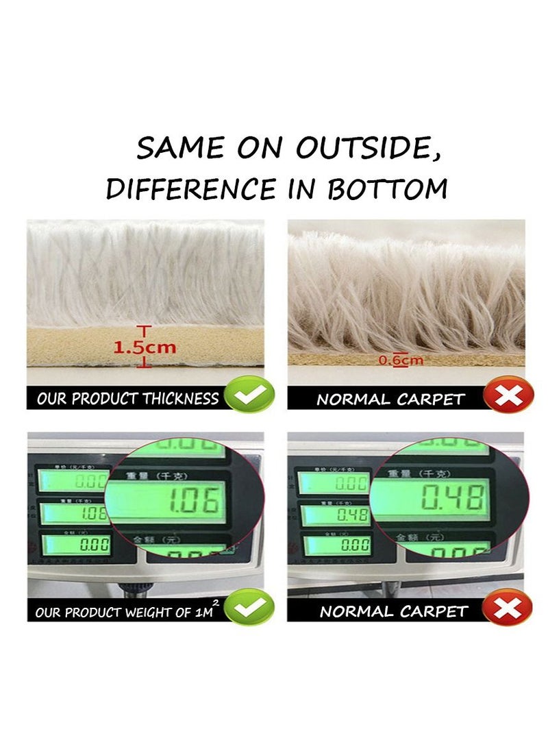 Modern Wool Fluffy Floor Mat Carpet with Anti slip High Pile Bottom with Upgraded Foam (Size 120×160CM), Rectangle