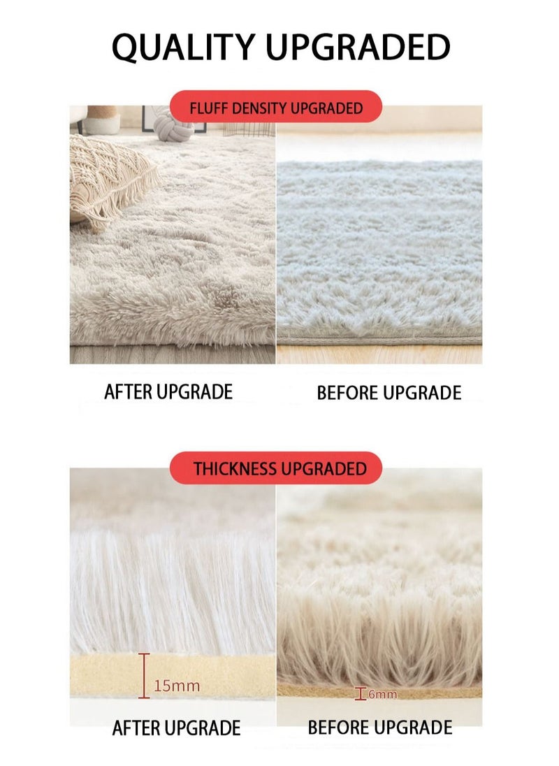 Modern Wool Fluffy Floor Mat Carpet with Anti slip High Pile Bottom with Upgraded Foam (Size 120×160CM), Rectangle