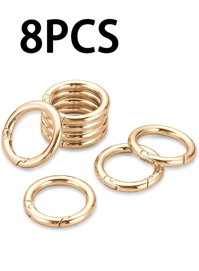 Key Ring Clip, 1 Inch Keychain Rings, 8 Pack Round Carabiner Clip for Keys, Buckle, Bags, Purses - Key Chain Hooks Replacement Keychains Lanyard DIY Crafts, Light Gold - Image 1