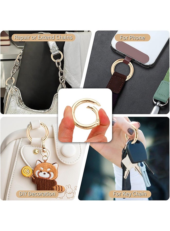 Key Ring Clip, 1 Inch Keychain Rings, 8 Pack Round Carabiner Clip for Keys, Buckle, Bags, Purses - Key Chain Hooks Replacement Keychains Lanyard DIY Crafts, Light Gold - Image 4