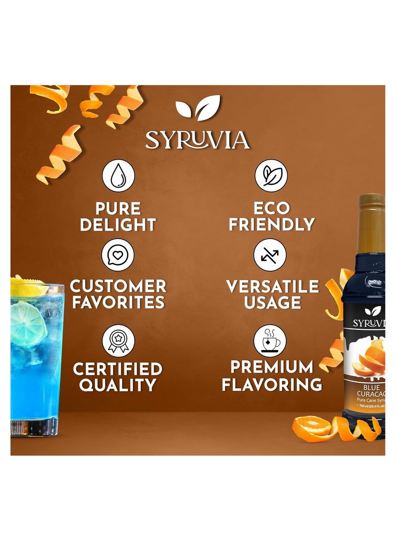 Syruvia Syruvia Blue Curacao Syrup – Blue Curacao Syrup Flavor, 750 ml  - Perfect for Cocktails, ice Tea, Desserts, Italian Sodas, Ice and More, Kosher and Gluten-Free With Syrup Pump  - Image 5