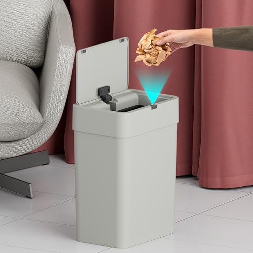 BUILDSKILL 15 Litre Smart Sensor Dustbin for Home | IPX5 Waterproof | 360° Odour Lock | Soft Close & Open | ABS Body | Compact Size | Convenient & Hygienic | Touchless Smart Dustbin for Home (Grey) - Image 1