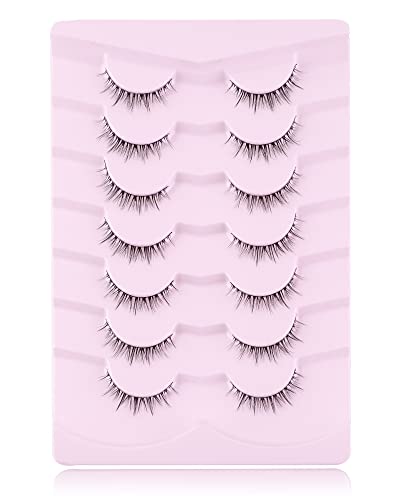 Onlyall Natural Lashes Short Eyelashes Wispy Lashes Natural Look Soft False Eyelashes False Eye Lashes Faux Mink Eyelashes 7 Pairs D2 - Image 3