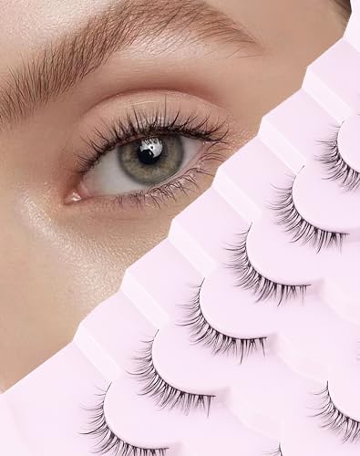 Onlyall Natural Lashes Short Eyelashes Wispy Lashes Natural Look Soft False Eyelashes False Eye Lashes Faux Mink Eyelashes 7 Pairs D2 - Image 1