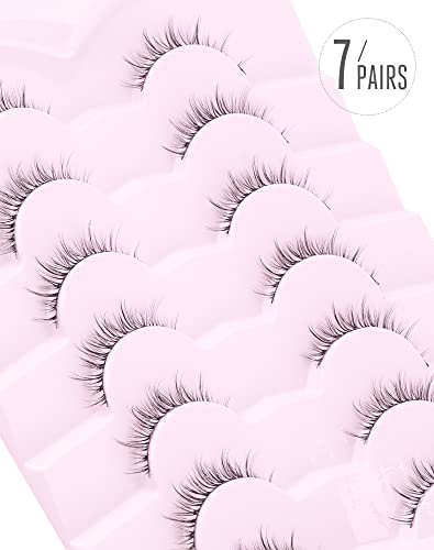 Onlyall Natural Lashes Short Eyelashes Wispy Lashes Natural Look Soft False Eyelashes False Eye Lashes Faux Mink Eyelashes 7 Pairs D2 - Image 4