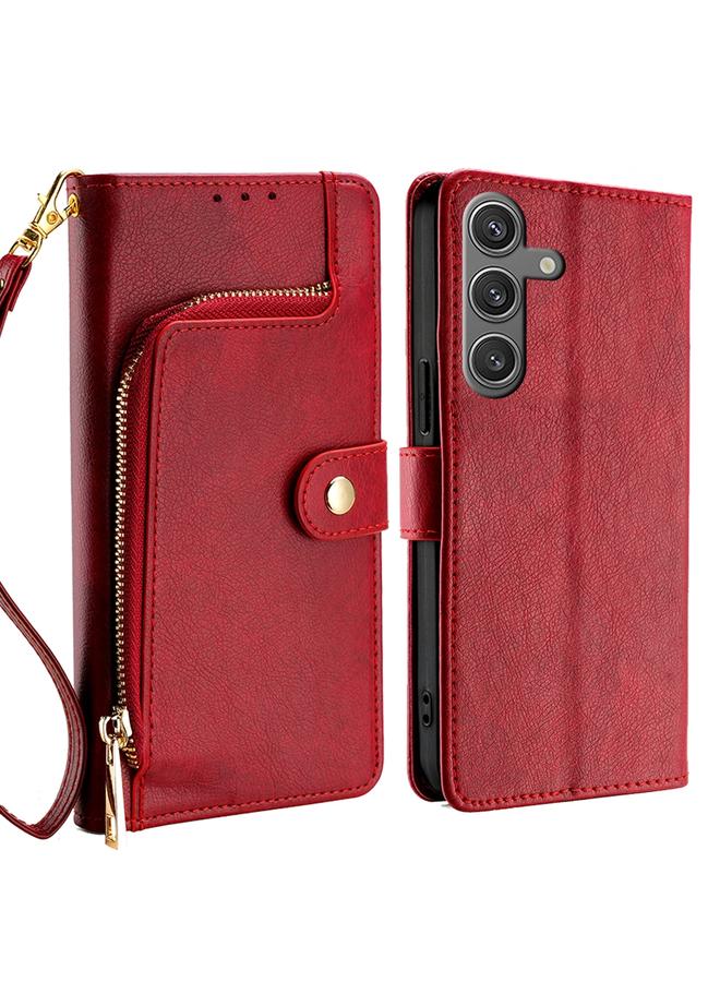 S-TOP Case For Samsung Galaxy S25 5G Zipper Bag Leather Phone Case