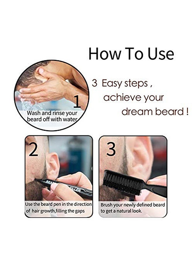 GUANJING 4-Tip Beard Pen Black Master - Waterproof Men's Beard Pen Beard Care Beard Filling Pen Set, Durable Cover, Natural Appearance(Black)  - Image 5