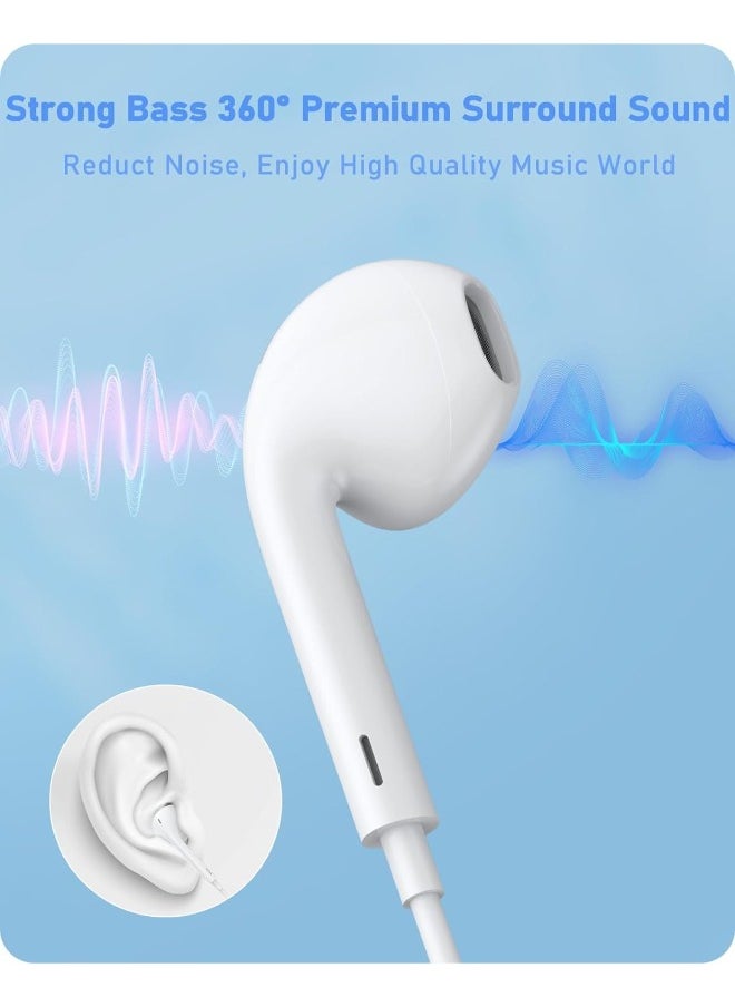 Apple Wired Earphones with USB C Port and Built-in Volume Microphone Compatible with iPhone 15 Pro Max, iPad Pro and Android Smartphones Galaxy S23/S22/S21/S20, Note 10/20, A53/A54, In-Ear Details