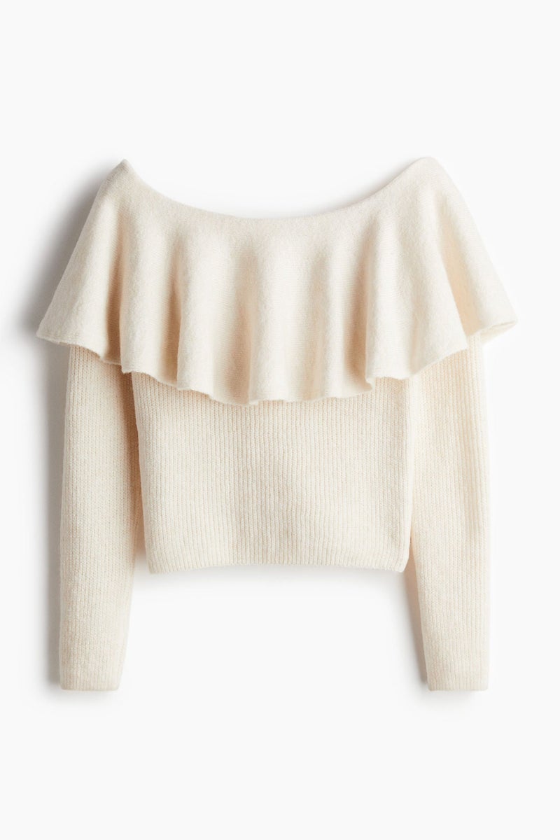 H&M Flounced Off-The-Shoulder Jumper - Image 4