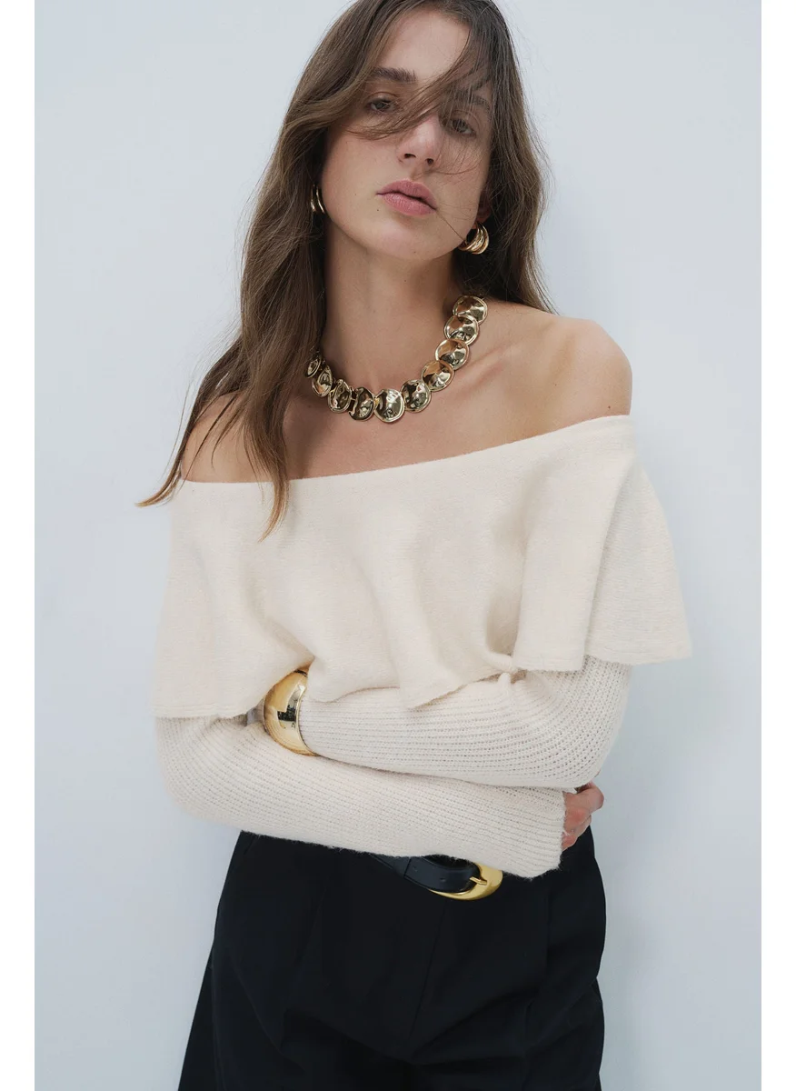 H&M Flounced Off-The-Shoulder Jumper