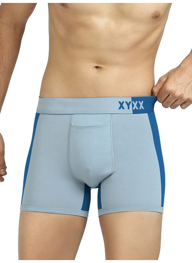 XYXX XYXX Men Micro Modal Trunk, Relaxed Fit, Colorblock, Pack of 3, XYTRNK3PCKN811M, Grape Wine & Black + Quarry & Seaport + Black Iris & Black, M  - Image 2