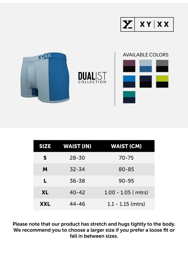 XYXX XYXX Men Micro Modal Trunk, Relaxed Fit, Colorblock, Pack of 3, XYTRNK3PCKN811M, Grape Wine & Black + Quarry & Seaport + Black Iris & Black, M  - Image 4