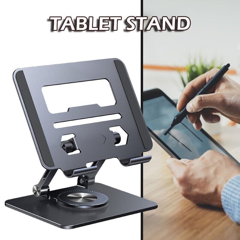 KRESHU Tablet Stand Universal Aluminium Alloy 360 Degree Rotating Tablet Holder with High Stability Strong Load Bearing Desktop Stand for Tablets/Phone Form 4.7” to 12.9” (Silver,1-Pcs) - Image 3
