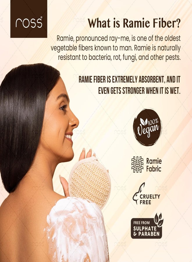 Ross Natural Ramie Bath Loofah Scrubber – Premium Exfoliating Body Scrubber for Deep Cleansing, High-Lather Foam, Gentle Skin Renewal, Improved Circulation, and Refreshing Bath Experience (Pack of 2) - Image 4