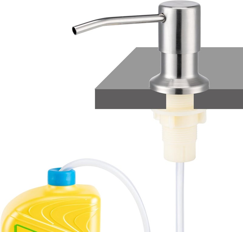 Husfunov Soap Dispenser for Kitchen Sink, Built in Sink Soap Dispenser (Brushed Nickel), Countertop Dish Soap Dispenser Stainless Steel Pump with 47" Extension Tube kit, No Need to Frequent Refills - Image 1