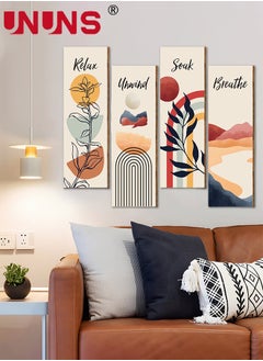 UNUNS 4 Pieces Flower Pictures Wall Decor,Wooden Framed Decorative Wall Art Painting For Home Cabinets Dining Restaurant,30x10cmx4  - Image 5