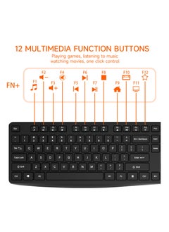 T I G O Universal Silent Wireless Keyboard & Mouse Combo, English & Arabic Ergonomic 2.4GHz USB-Receiver Plug n Play Wireless Mouse 12 FN Keys PC/Laptop Black  - Image 5