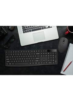 T I G O Universal Silent Wireless Keyboard & Mouse Combo, English & Arabic Ergonomic 2.4GHz USB-Receiver Plug n Play Wireless Mouse 12 FN Keys PC/Laptop Black  - Image 3