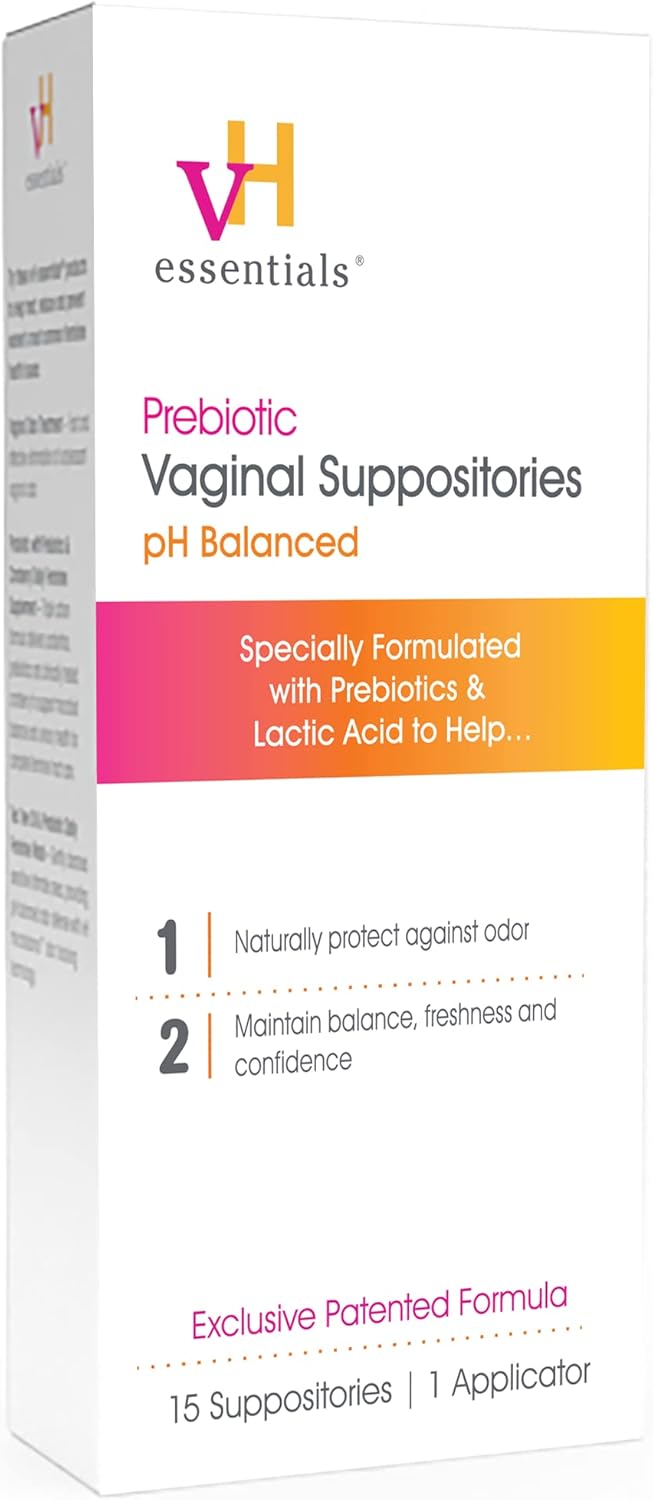 vH essentials Probiotics  60 Capsules  Prebiotic PH Balanced Vaginal SuppositoriesBox Original Version 15 Count  Ph Balanced Daily Feminine Wash 6 Fl Oz Pack of 1 54306 Clear - Image 4