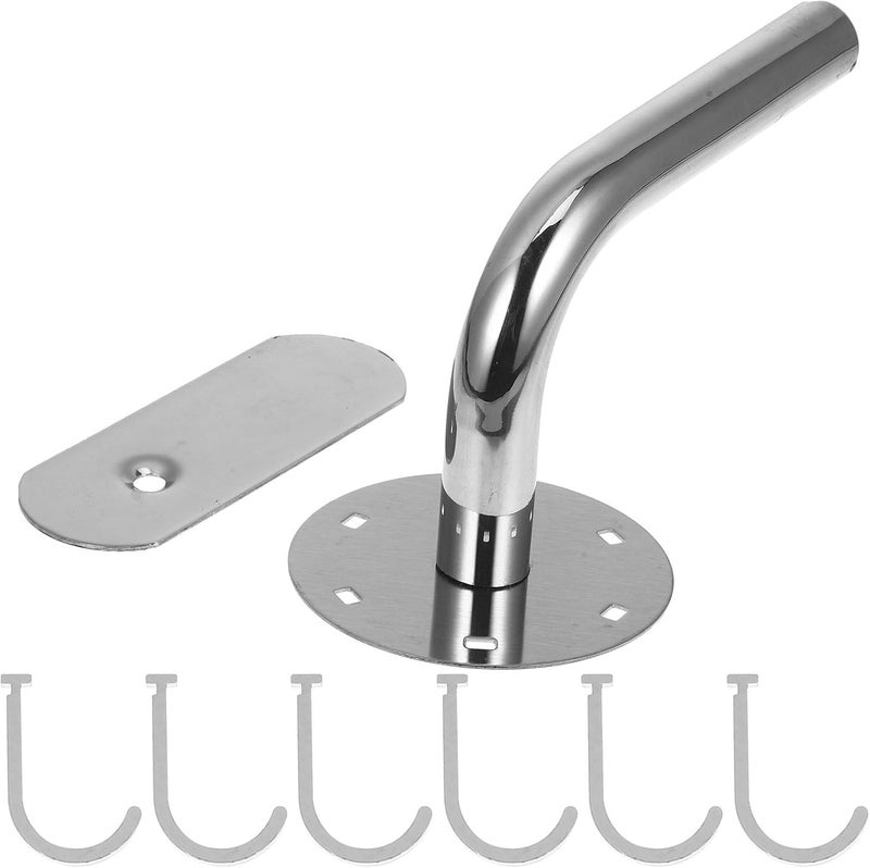 PRETYZOOM Stainless Steel Traceless No Punching Hooks Multi-Purpose Rotating Wall Hangers for Bathroom and Kitchen, 6-Hook Set for Towel and Robe Storage - Image 1