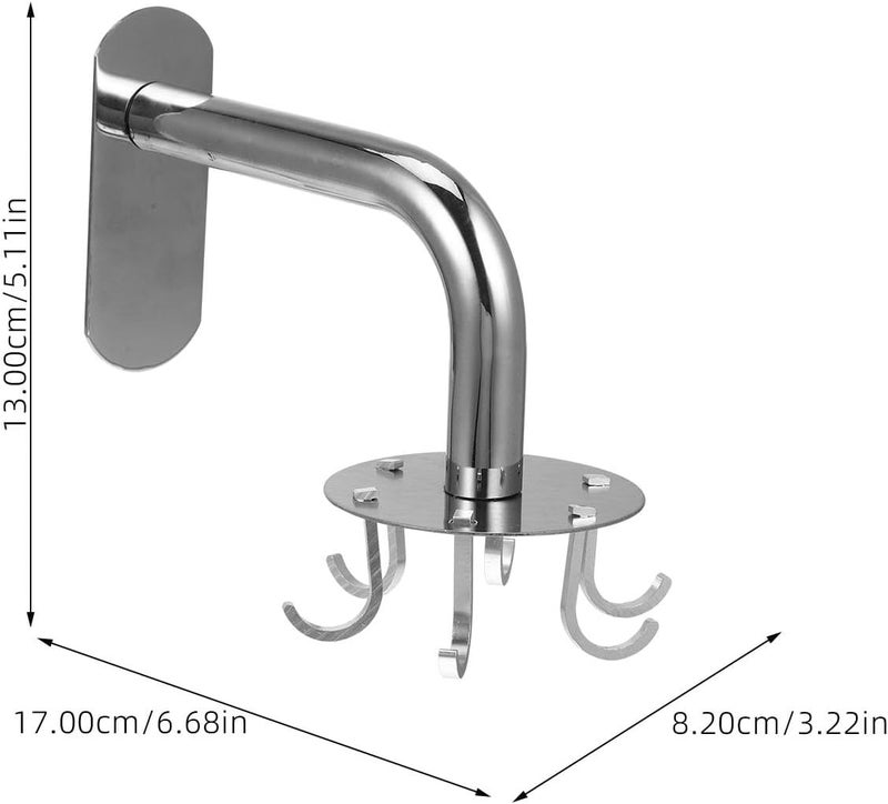 PRETYZOOM Stainless Steel Traceless No Punching Hooks Multi-Purpose Rotating Wall Hangers for Bathroom and Kitchen, 6-Hook Set for Towel and Robe Storage - Image 2
