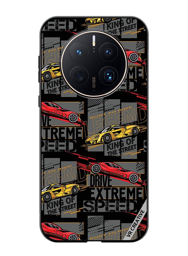 VR CREATIVE Protective Case Cover For Huawei Mate 50 Pro Abstract Seamless Pattern With Sport Cars Design Multicolour - Image 1