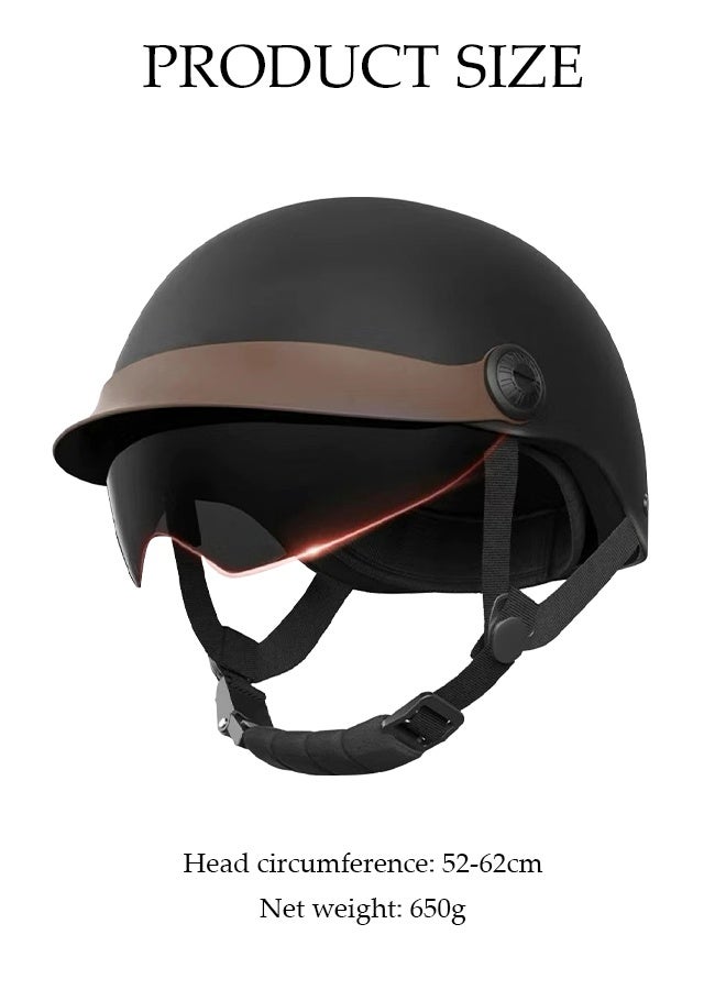 DUNISO 3C Certified Electric Vehicle Helmet，Summer Motorbike Half helmet with Sun-Protection Short Goggles，Safe and Comfortable，Breathable, Sturdy and Durable，Unisex，Black  - Image 2