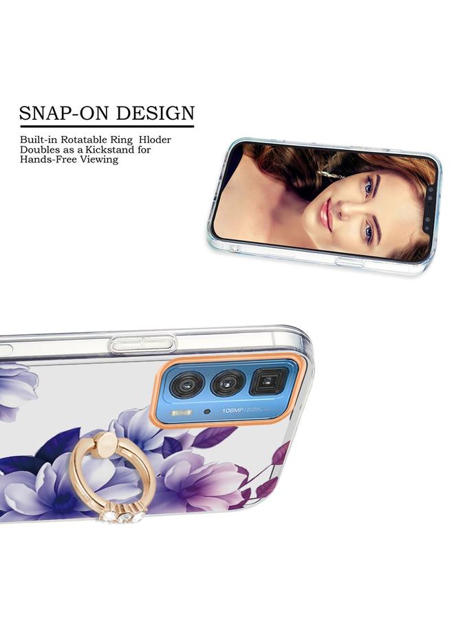 S-TOP Case For Motorola Moto Edge 20 Pro Ring IMD Flowers TPU Phone Case - Image 3