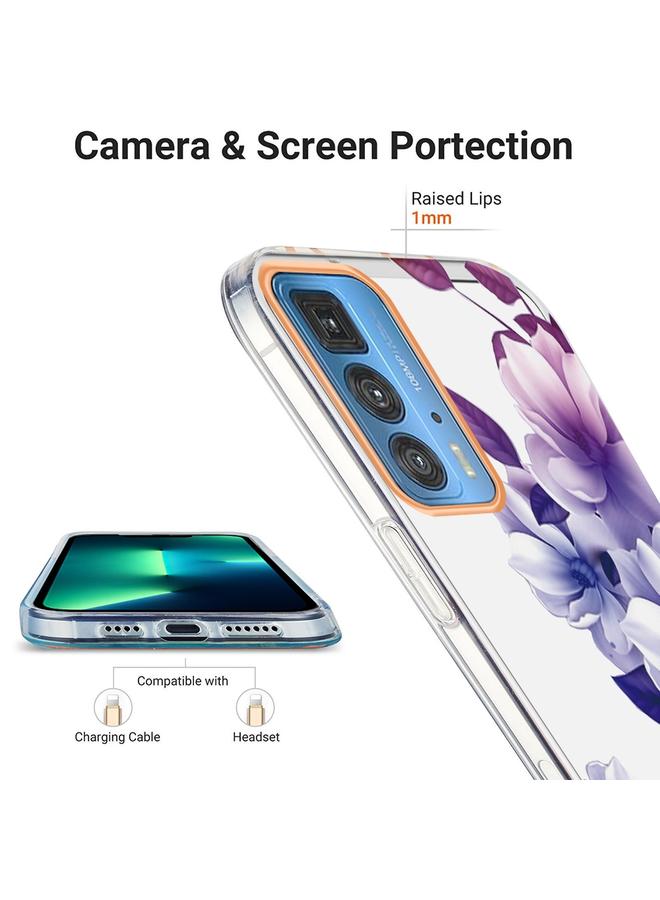 S-TOP Case For Motorola Moto Edge 20 Pro Ring IMD Flowers TPU Phone Case - Image 4