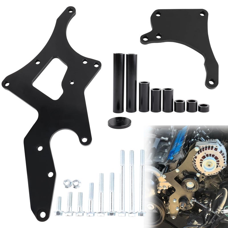 RiAiCiING LS Engine Serpentine Bracket Alternator Power Steering Pump Swap Conversion for GM Chevrolet LS1 LS2 LS3 LS6 LS7 48L 53L 60L 62L Truck SUV Engines