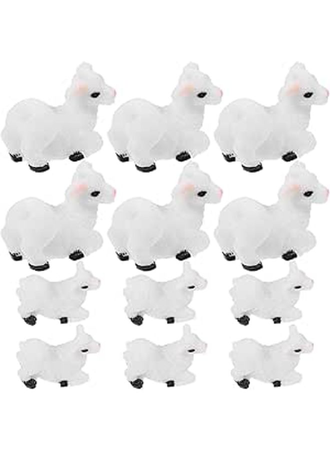 12pcs Handmade Resin Sheep Figurines Set for Garden Office Table Fairy Display - Image 1