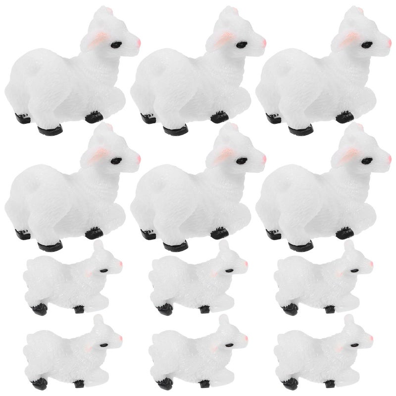 12pcs Handmade Resin Sheep Figurines Set for Garden Office Table Fairy Display - Image 2